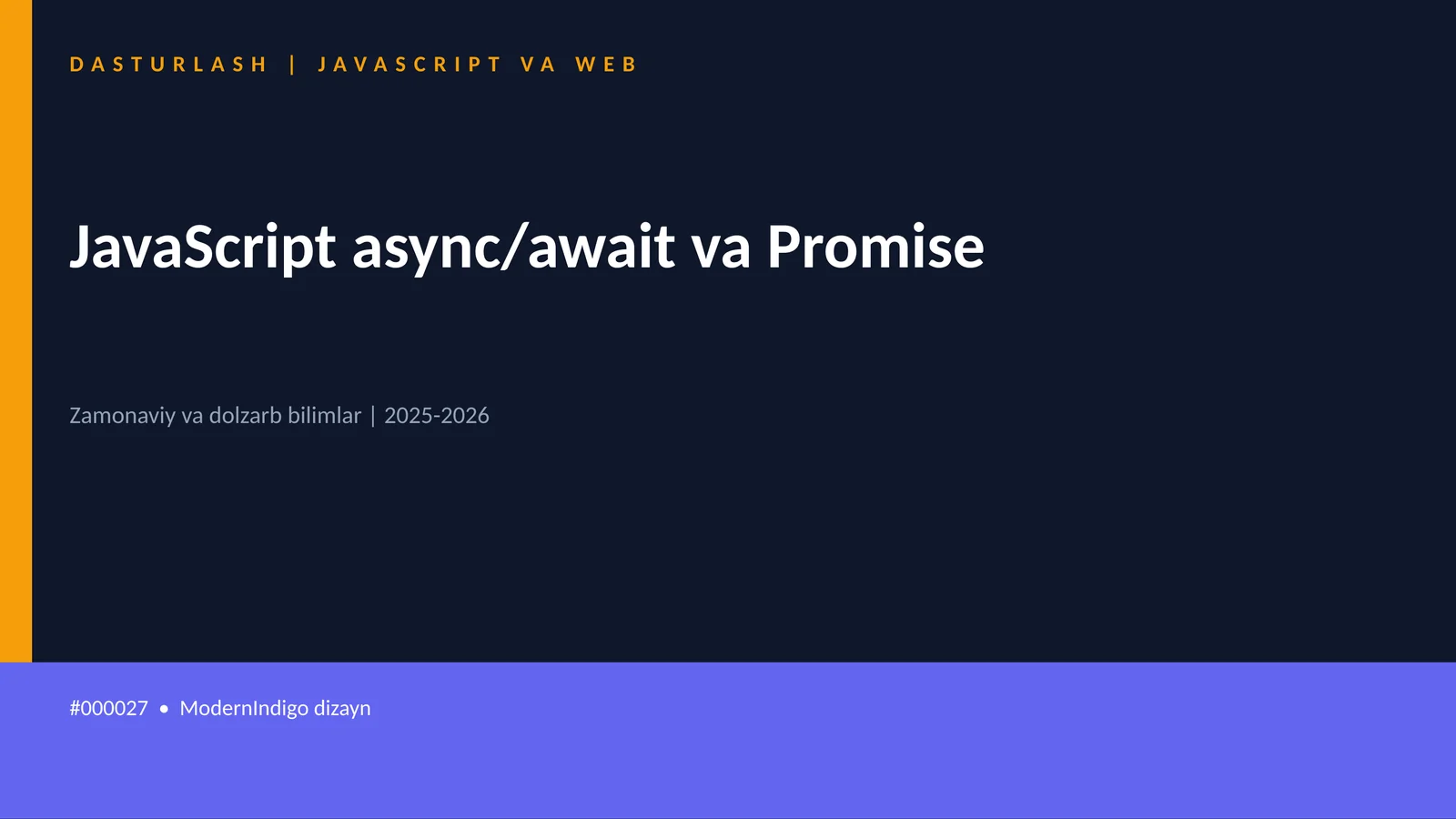 JavaScript async/await va Promise