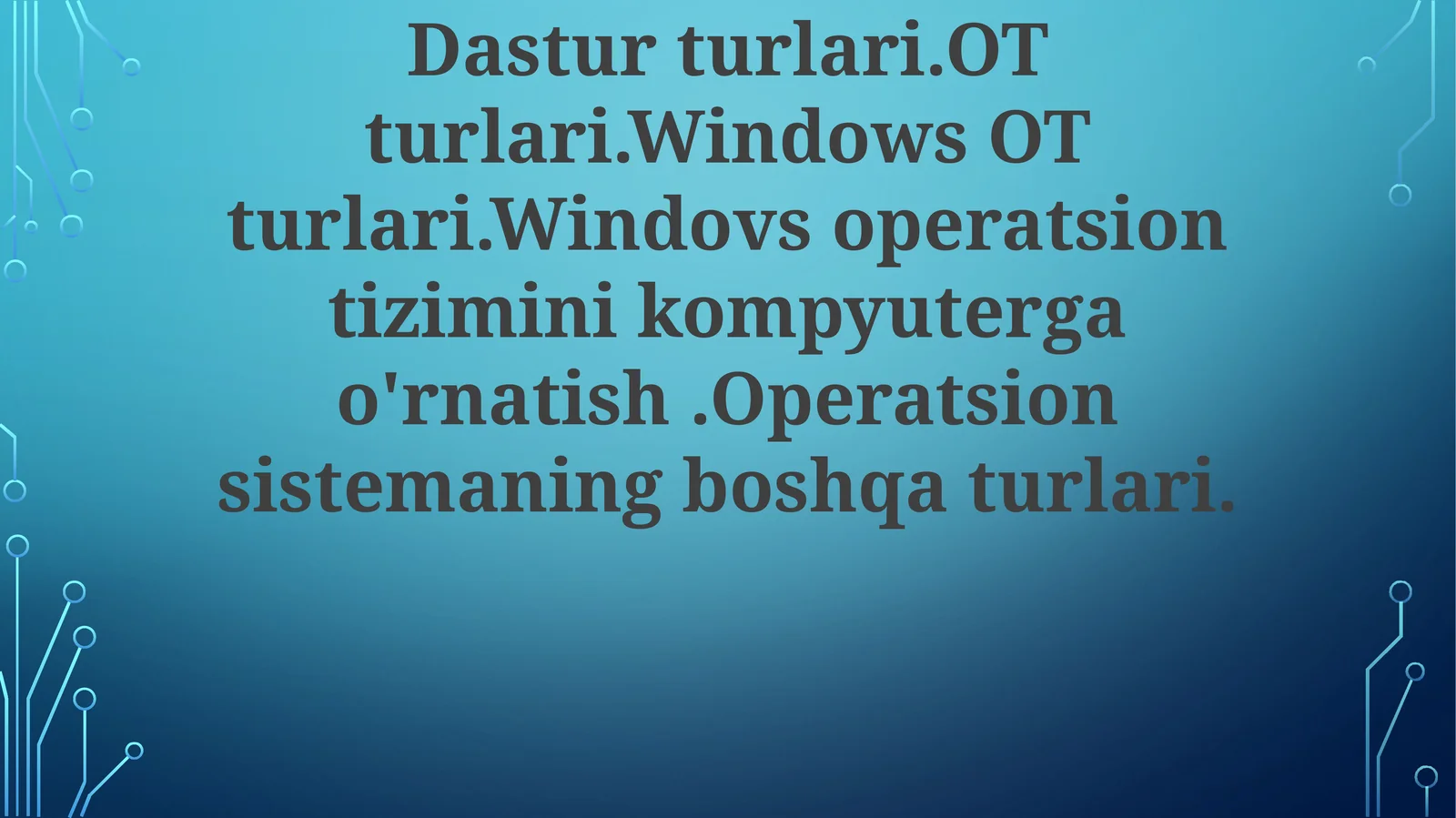Windows Operatsion Tizimlari
