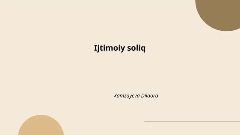 Ijtimoiy soliq tushunchasi