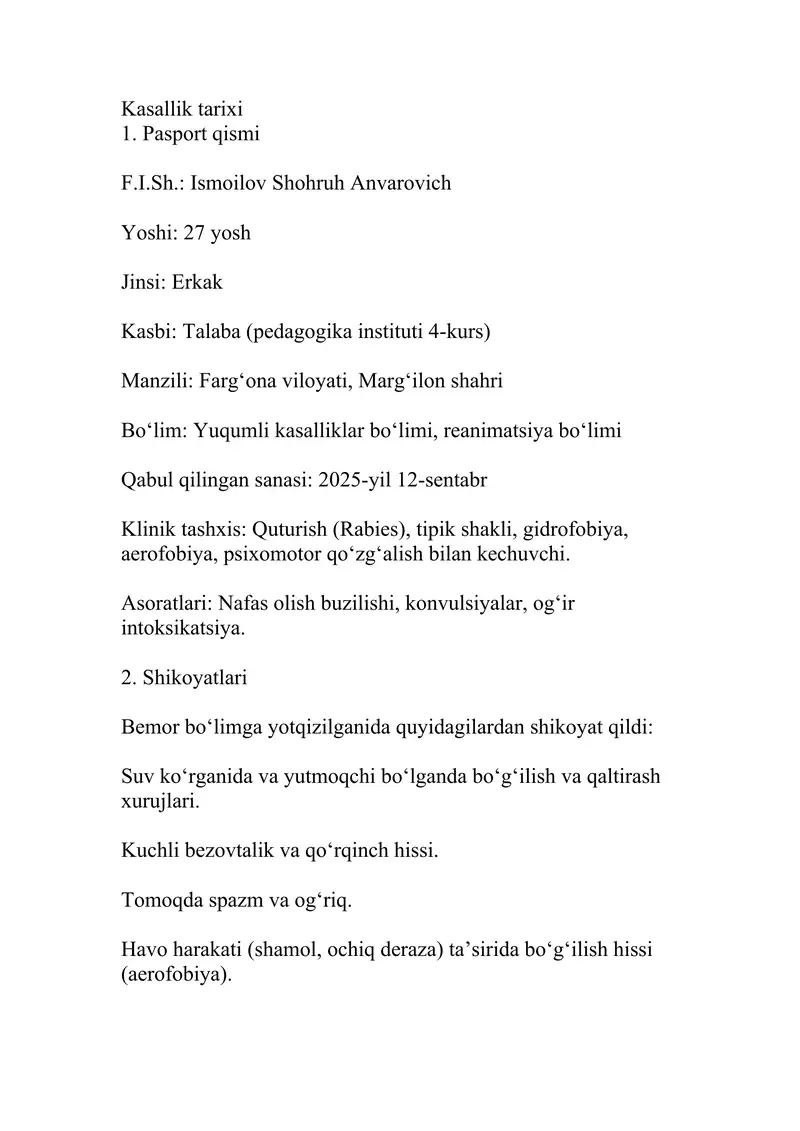 Quturish kasallik tarixi