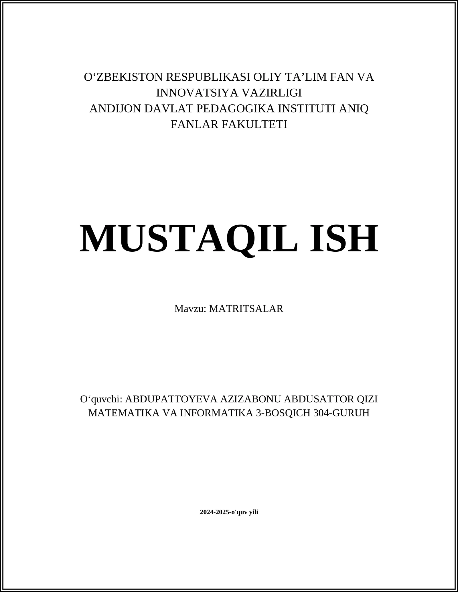 MATRITSALAR