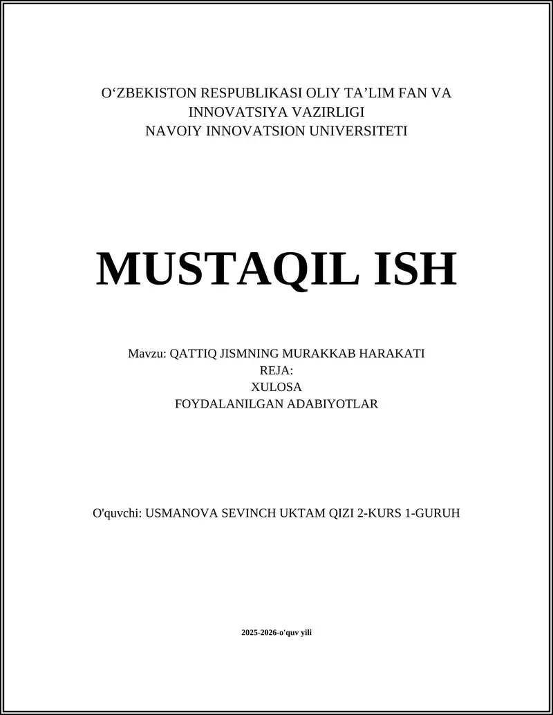 QATTIQ JISMNING MURAKKAB HARAKATI
