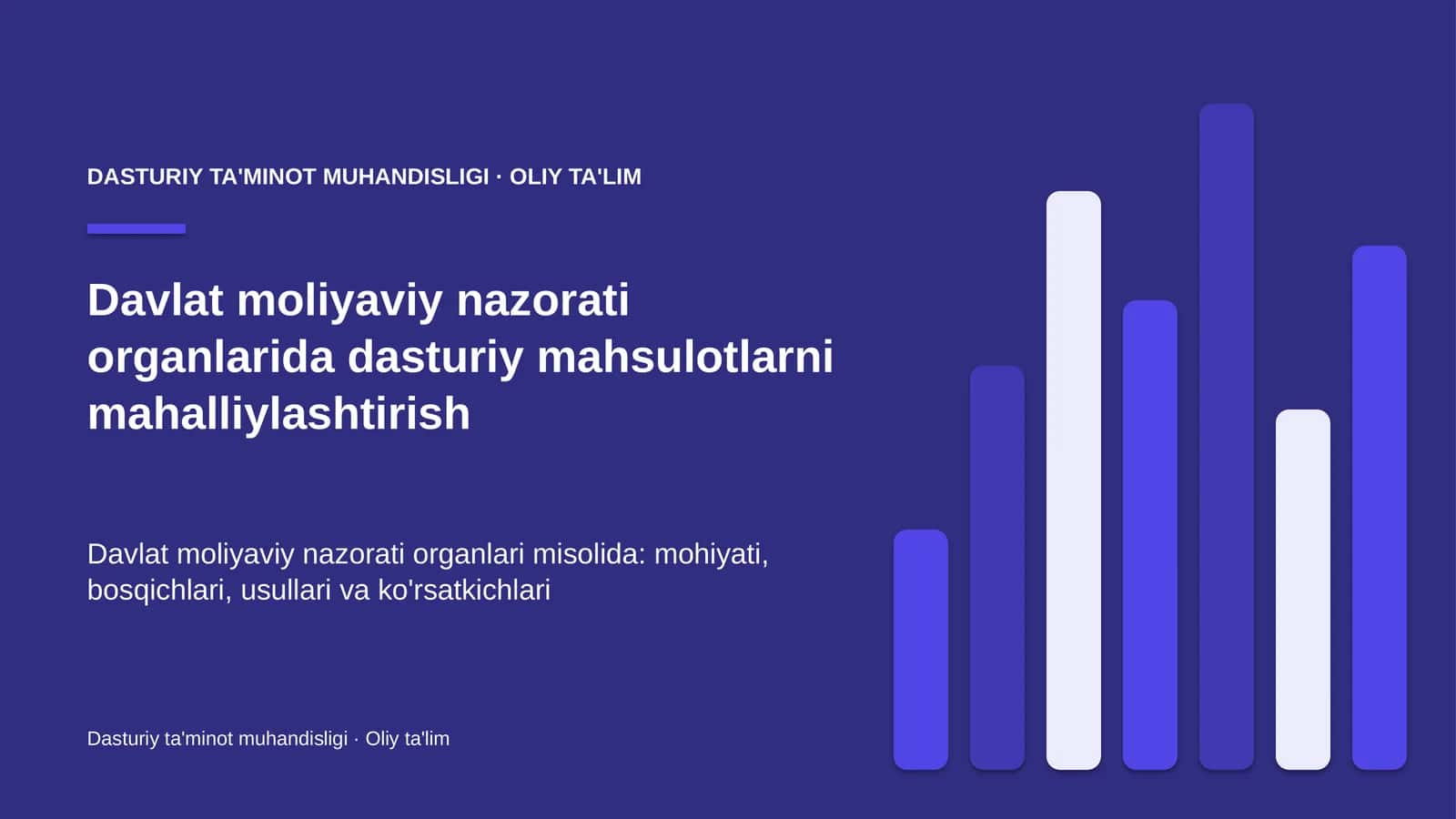 Davlat moliyaviy nazorati organlarida dasturiy mahsulotlarni mahalliylashtirish