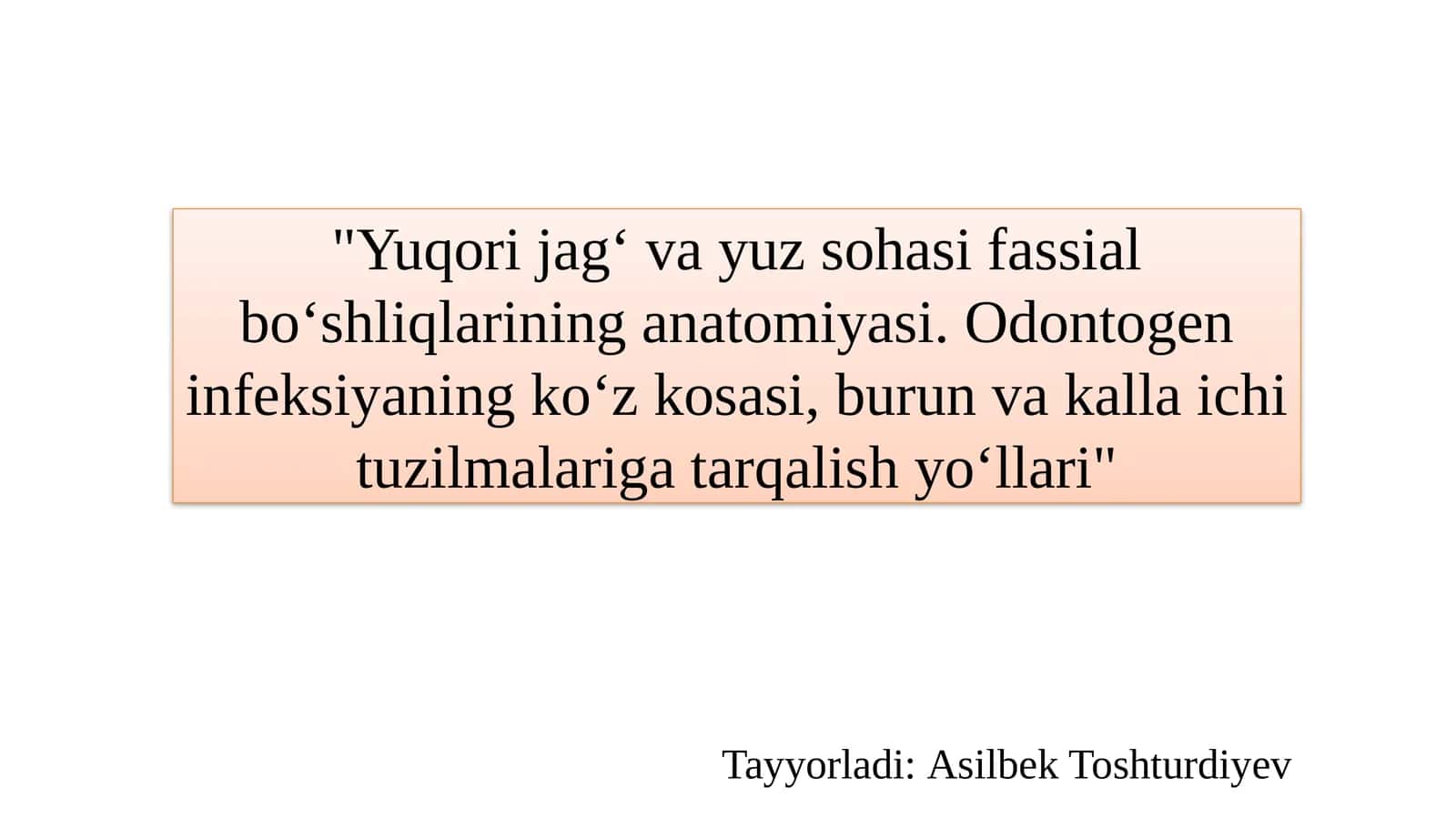 Yuqorijag‘vayuz sohasi fassial bo‘shliqlarining anatomiyasi
