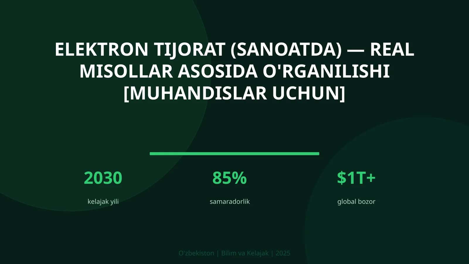Elektron tijorat (sanoatda) — real misollar asosida o'rganilishi [muhandislar uchun]