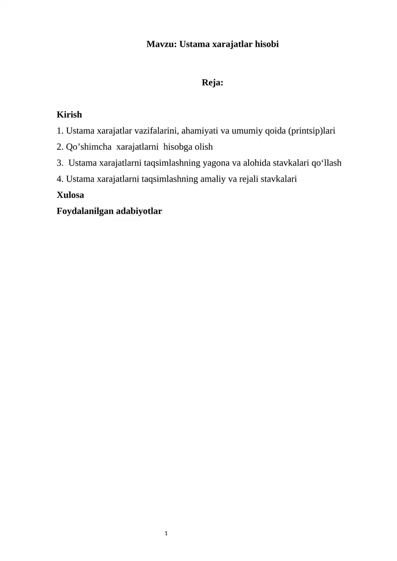 Ustama xarajatlar hisobi