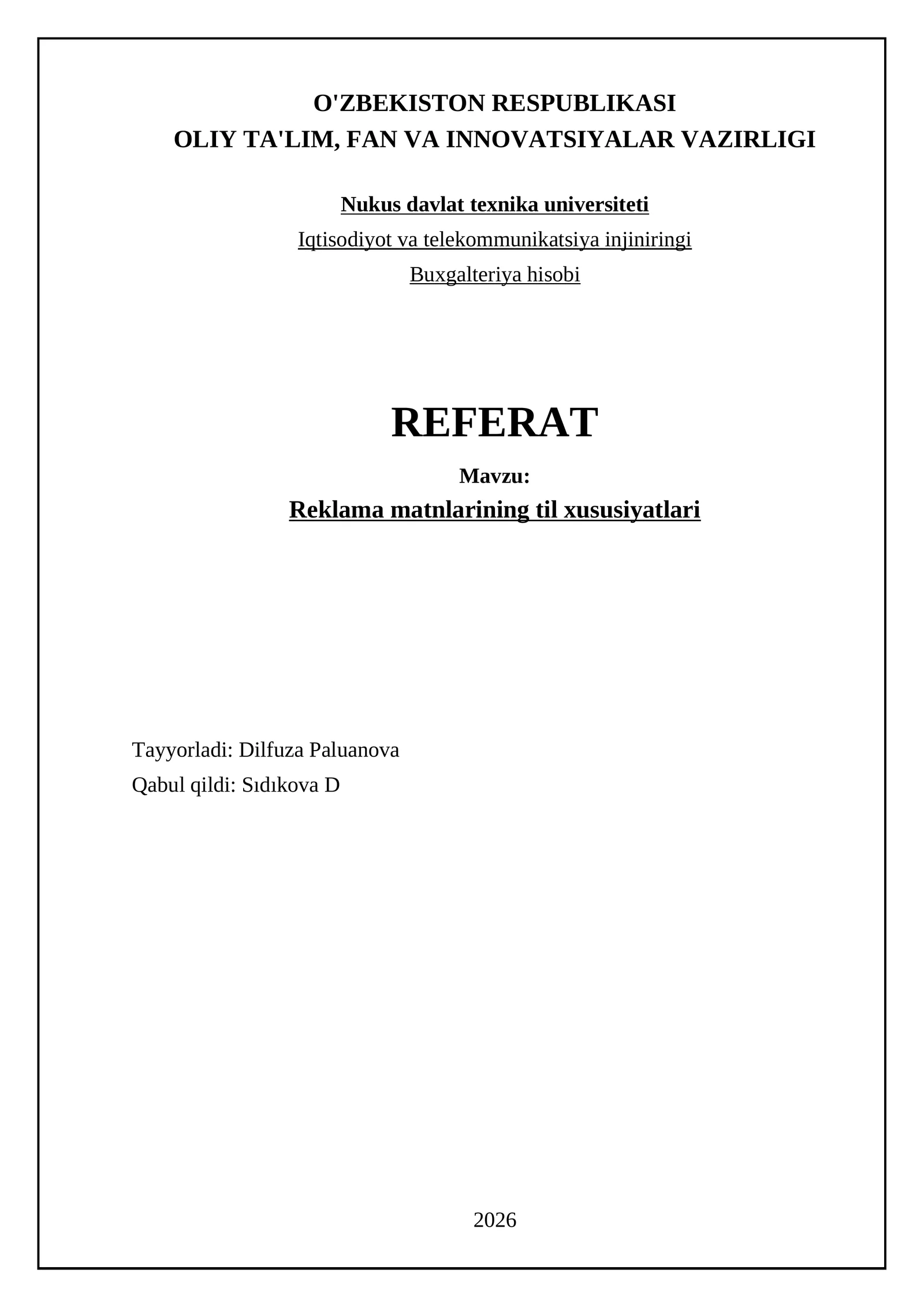 Reklama matnlarining til xususiyatlari