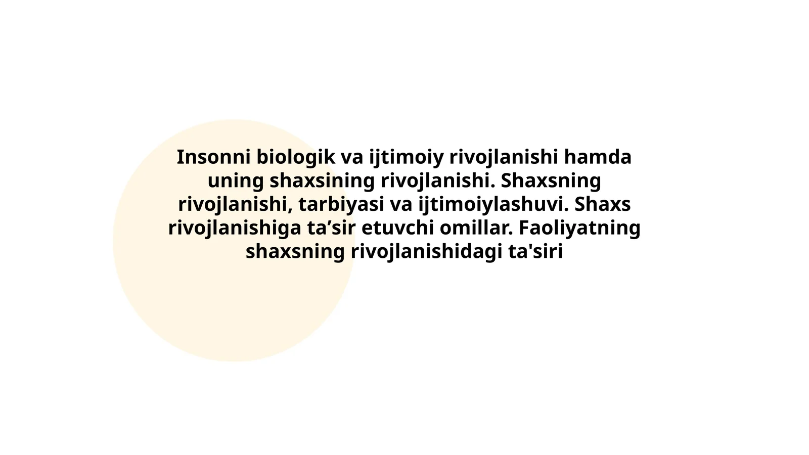Shaxsning rivojlanishi va ijtimoiylashuvi