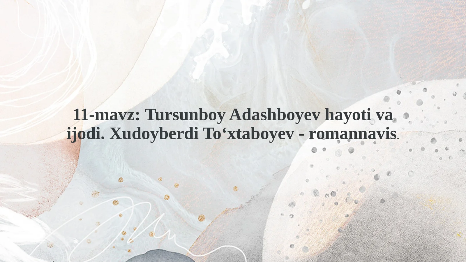 Tursunboy Adashboyev hayoti va ijodi. Xudoyberdi To‘xtaboyev - romannavis