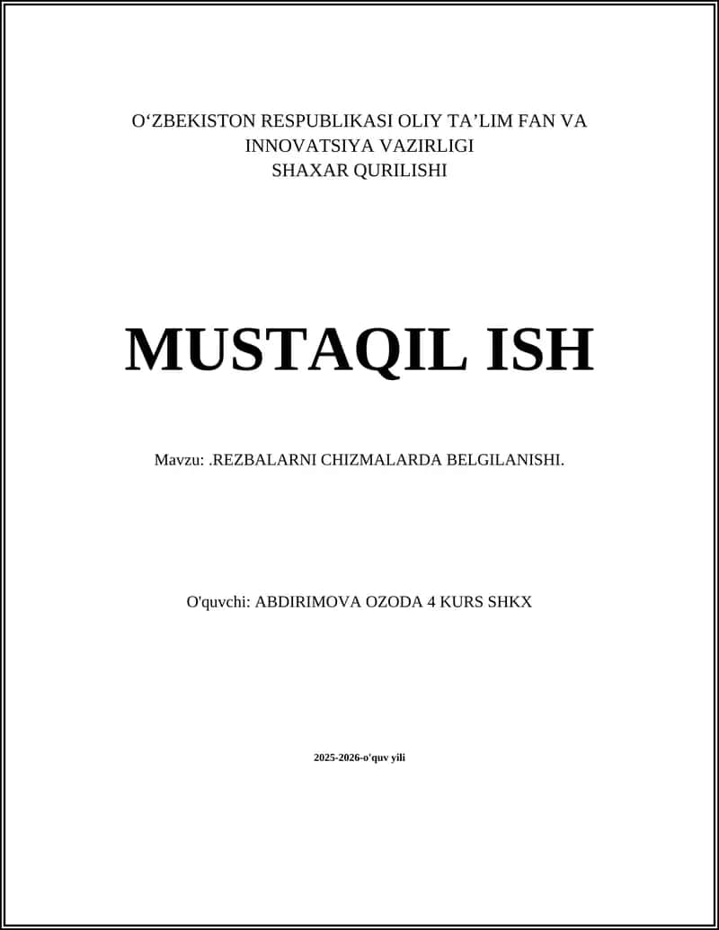 REZBALARNI CHIZMALARDA BELGILANISHI