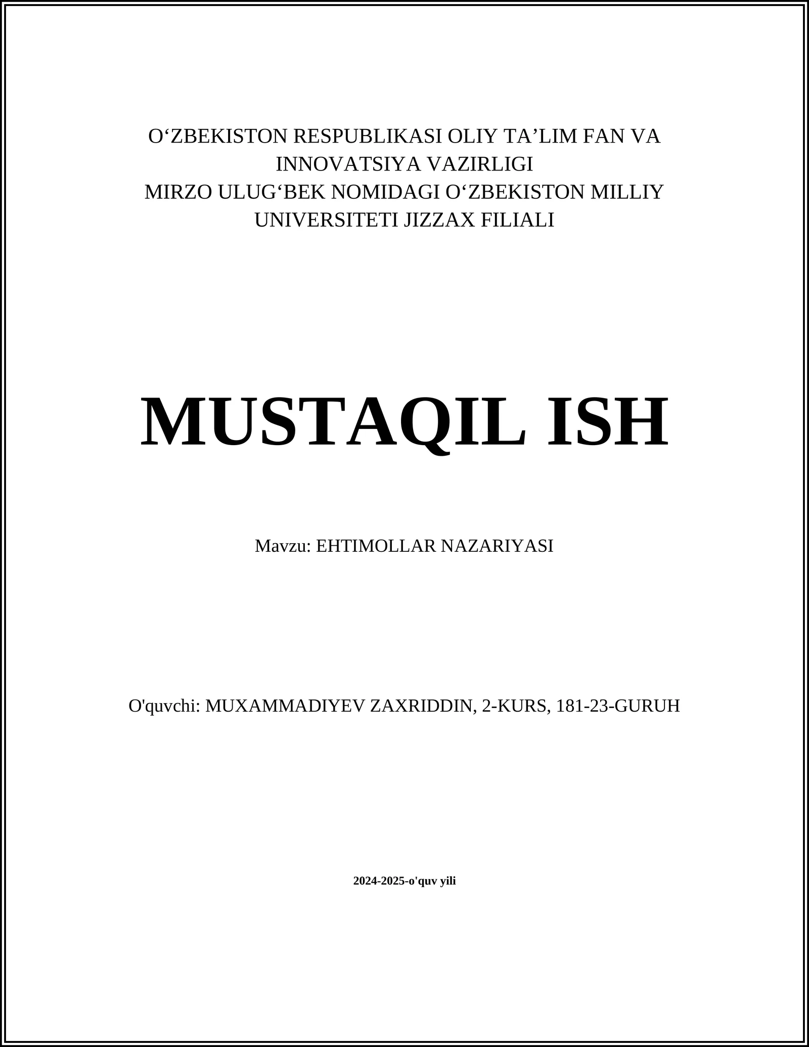 Ehtimollar Nazariyasi