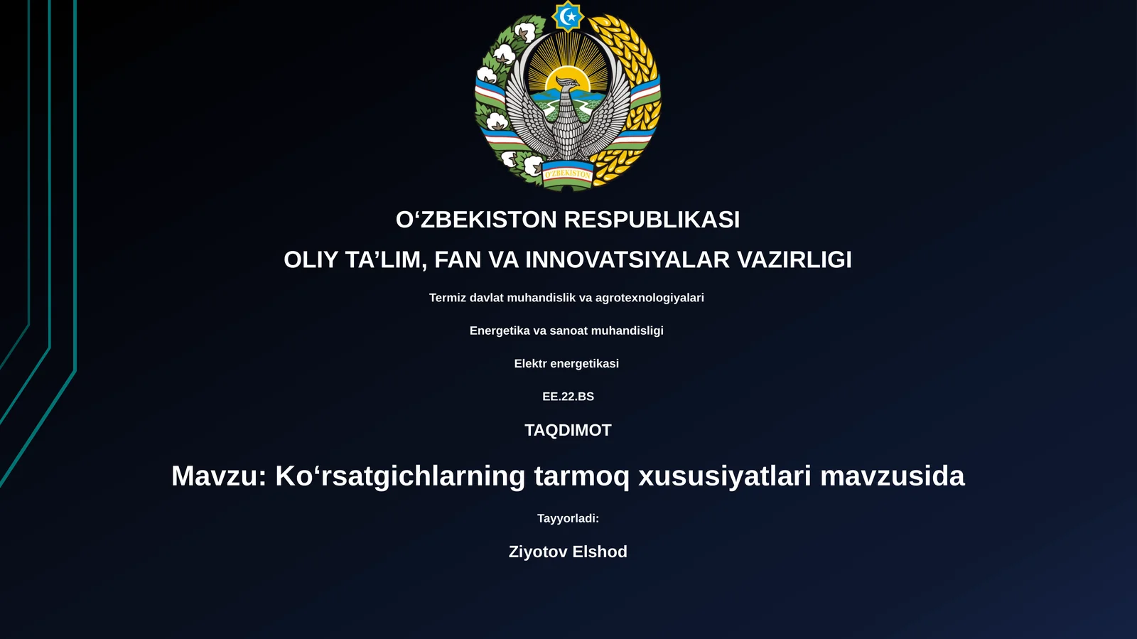 Koʻrsatkichlarning tarmoq xususiyatlari