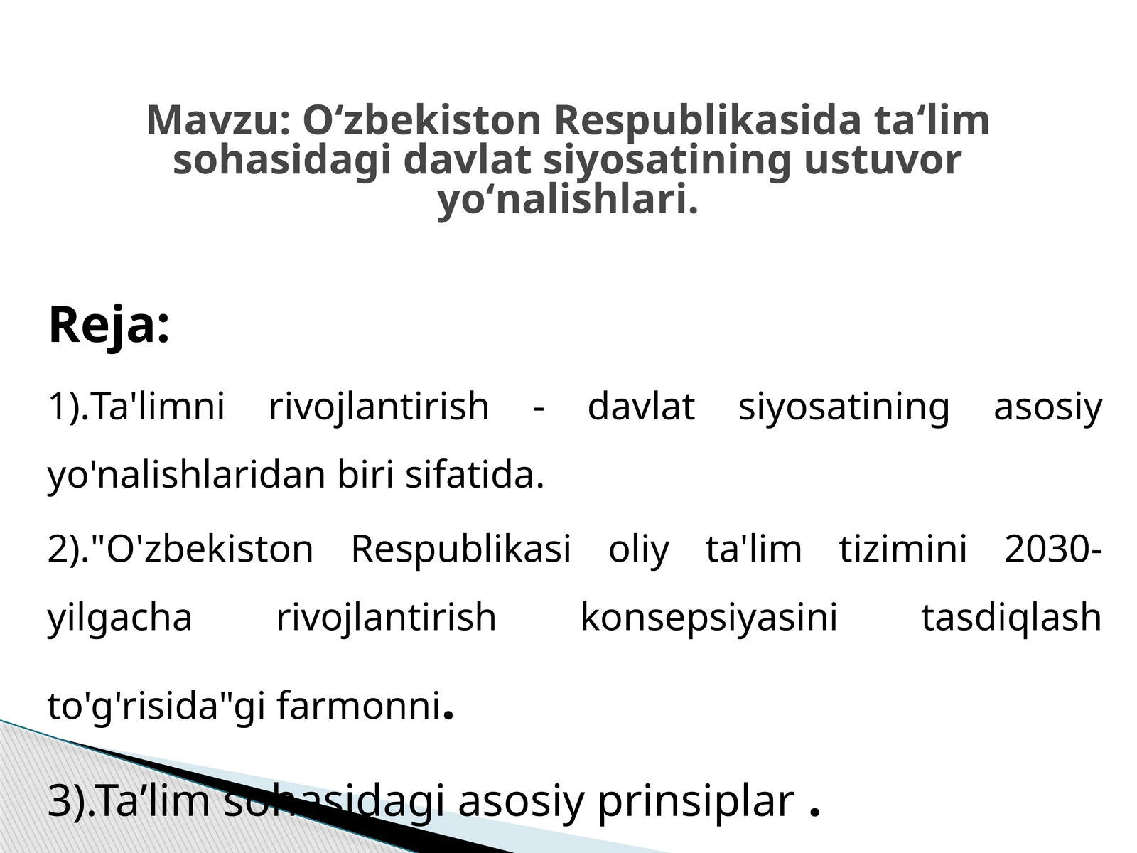 ta'limda menejmentlik fanidan mustaqil ish