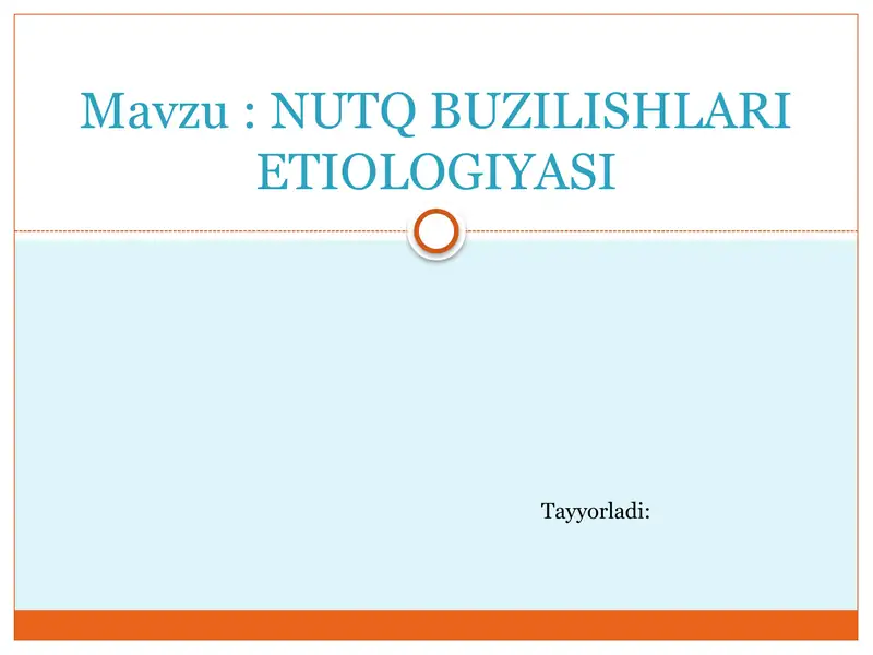 Nutq buzilishi etiologiyasi