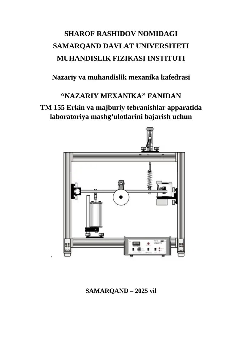 TM 155 Erkin va majburiy tebranishlar apparati