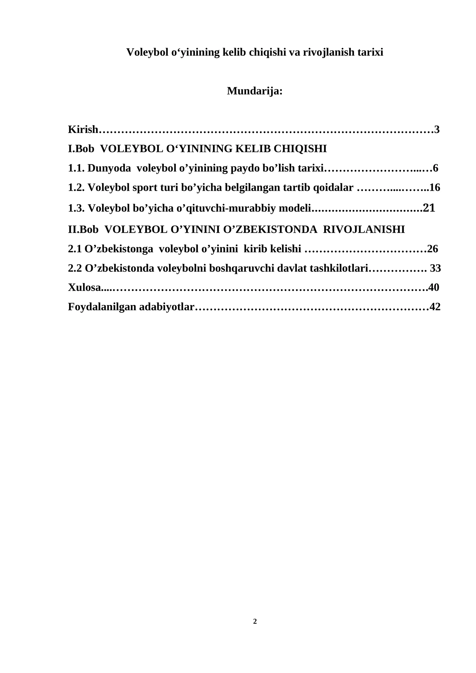 Voleybol o‘yinining kelib chiqishi va rivojlanish tarixi