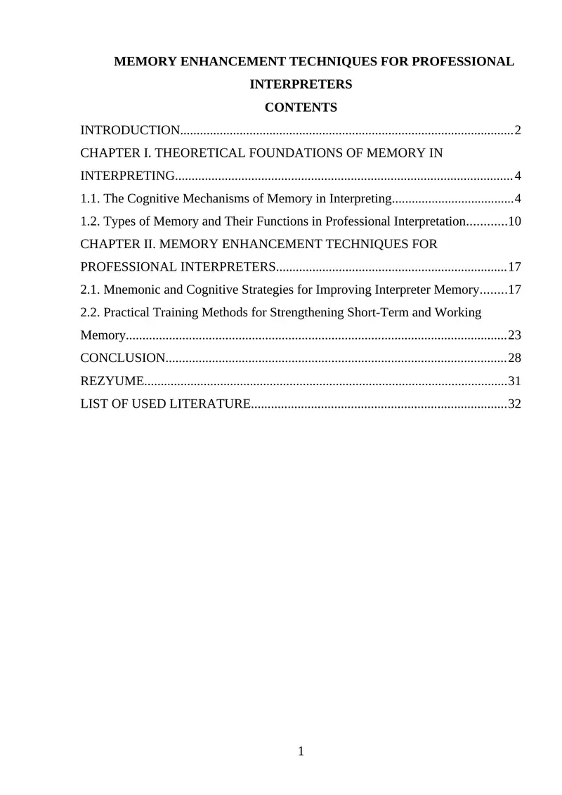 Memory Enhancement Techniques for Professional Interpreters