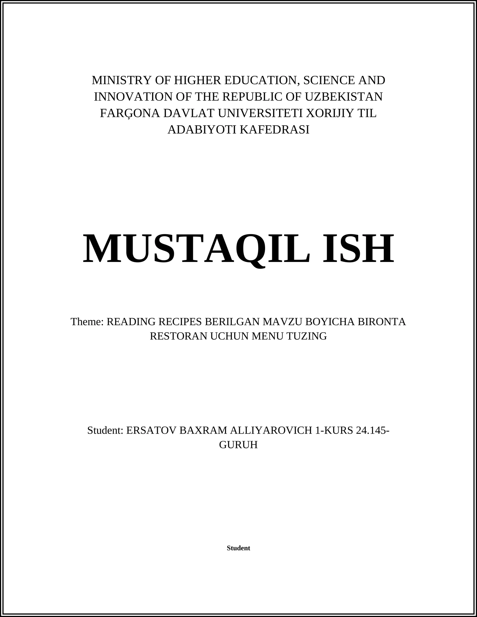 MAJMUASIZ ACHIQ DARS