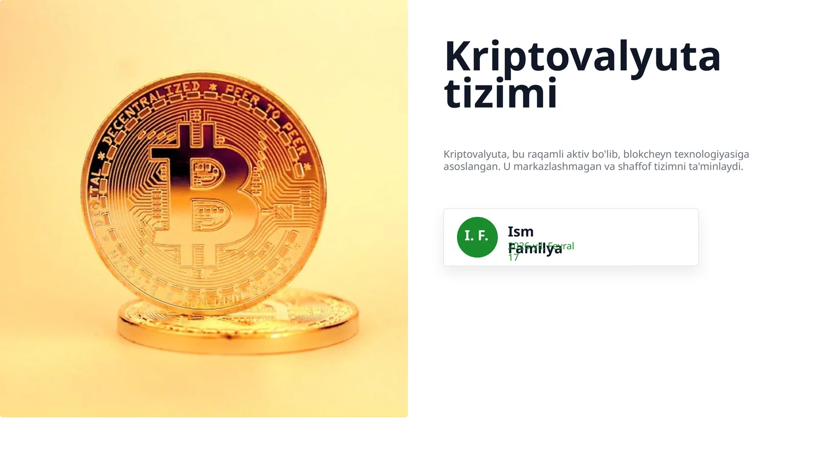 Kriptovalyuta tizimi
