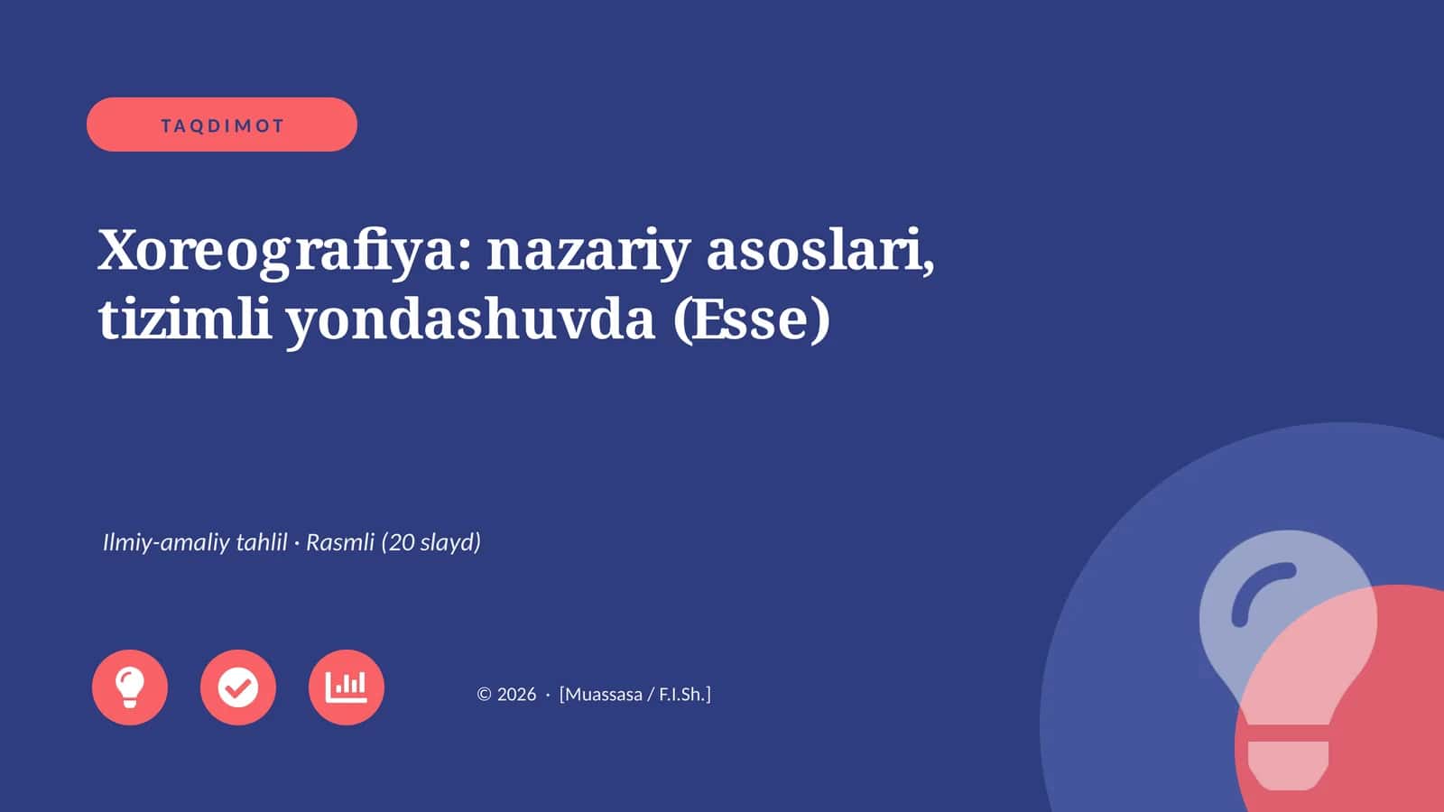 Xoreografiya: nazariy asoslari, tizimli yondashuvda (Esse)