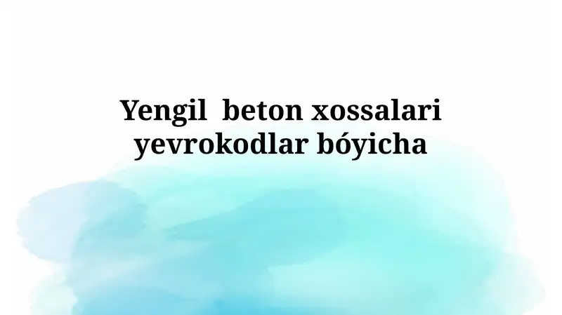 Yengil beton xossalariyevrokodlarbóyicha