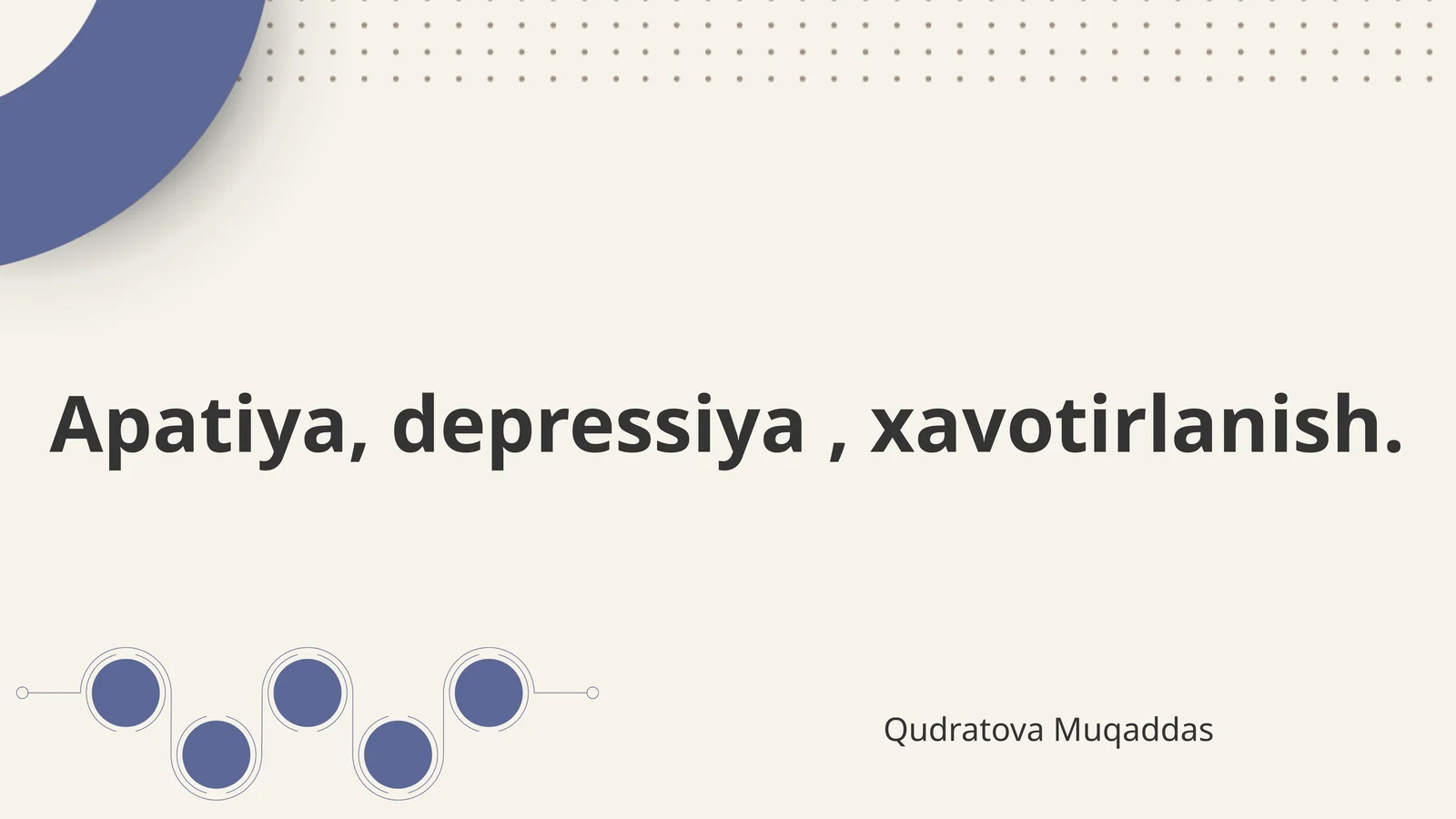 Apatiya, depressiya, xavotirlanish