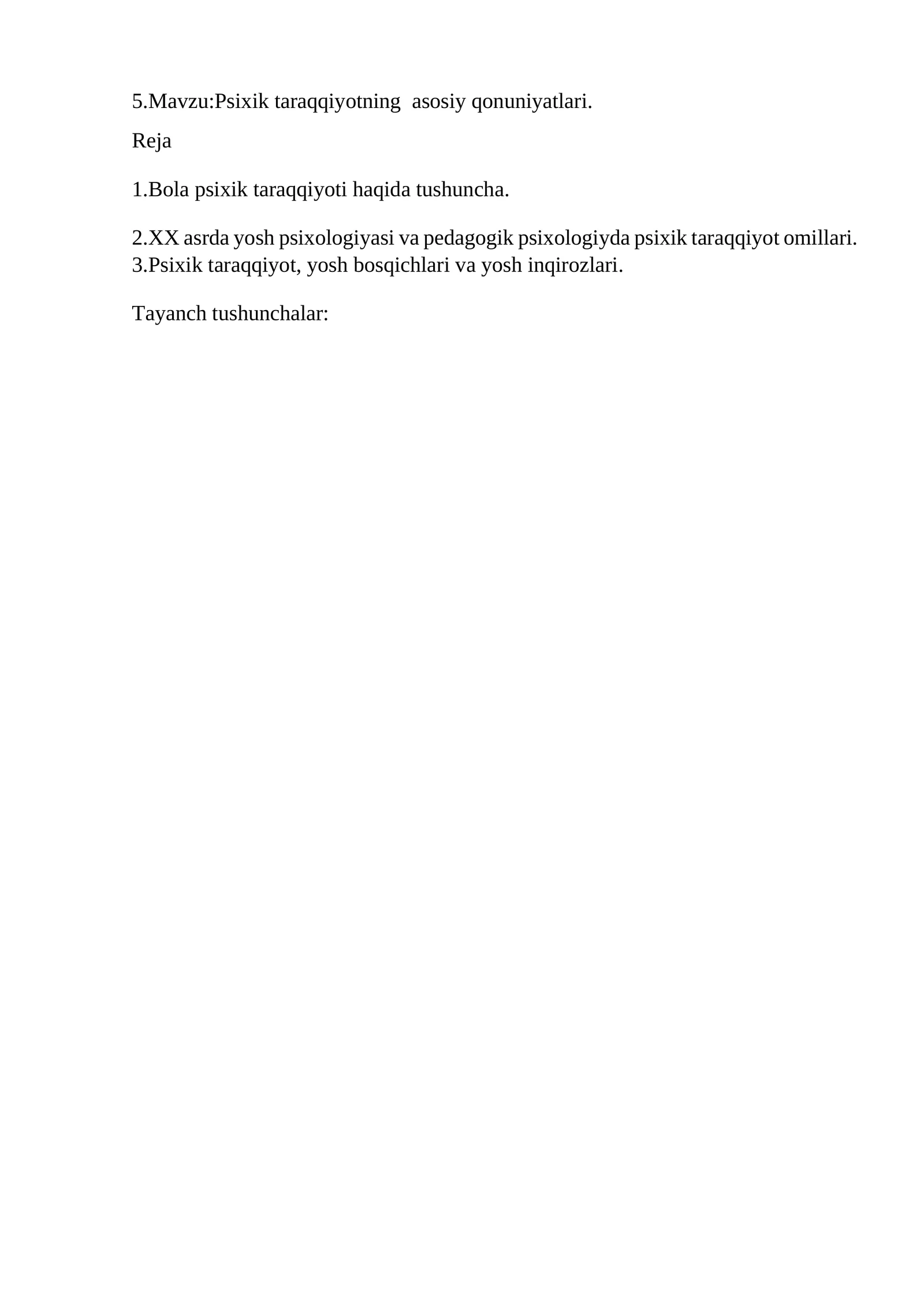 Psixik taraqqiyotning asosiy qonuniyatlari