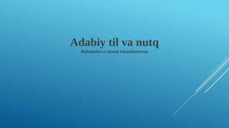 Adabiy til va nutq
