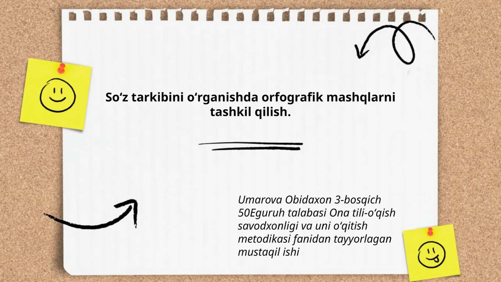Soʻz tarkibini oʻrganishda orfografik mashqlarni tashkil qilish