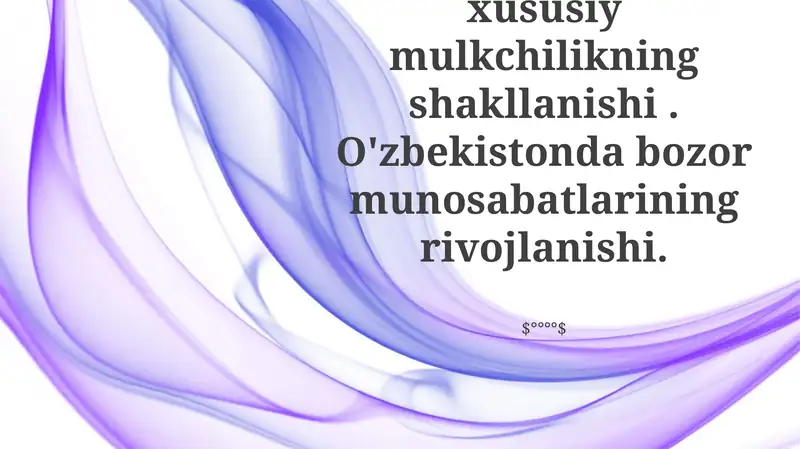 O'zbekistonda Xususiy Mulkiyning Shaklalanishi