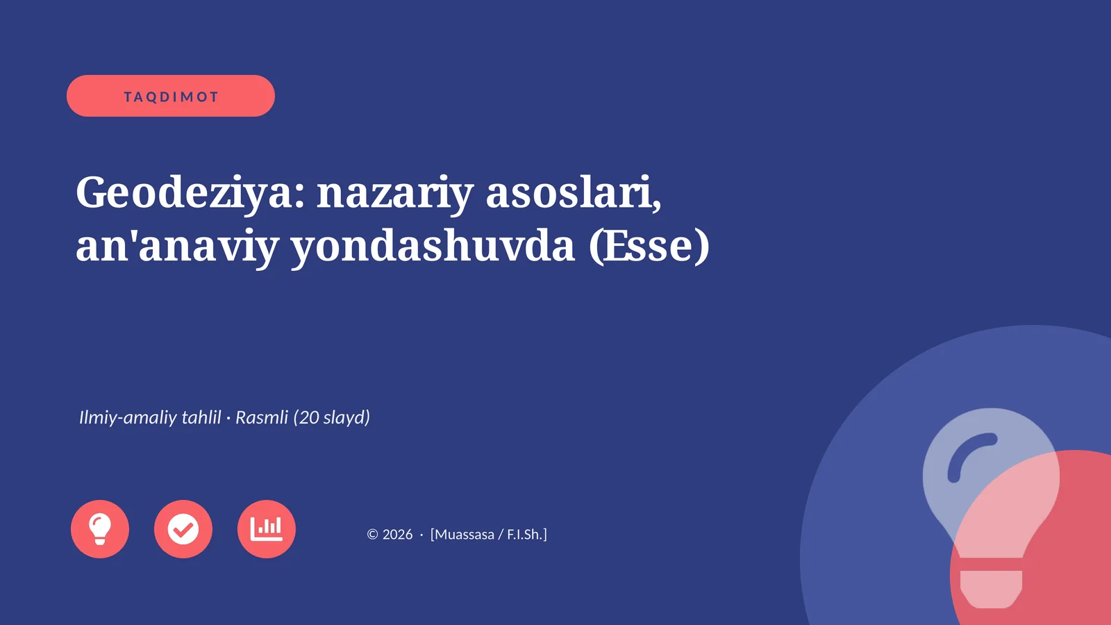 Geodeziya: nazariy asoslari, an'anaviy yondashuvda (Esse)