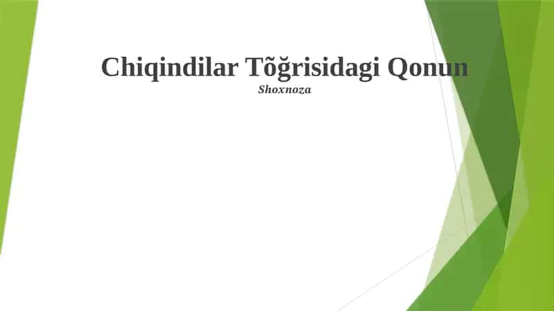 Chiqindilar Tõğrisidagi Qonun