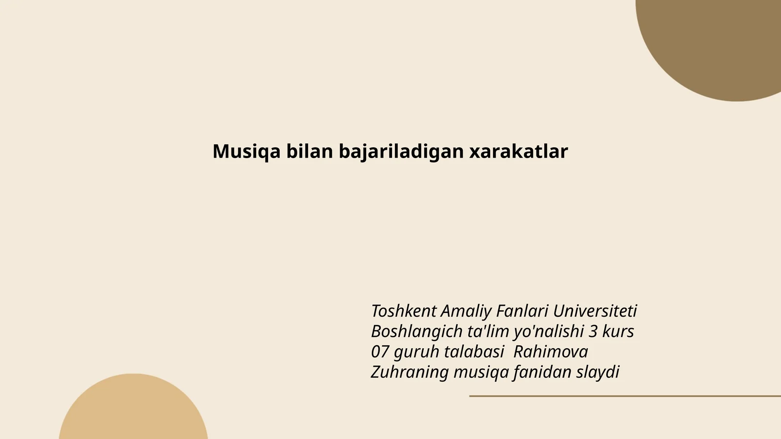 Musiqa bilan bajariladigan xarakatlar