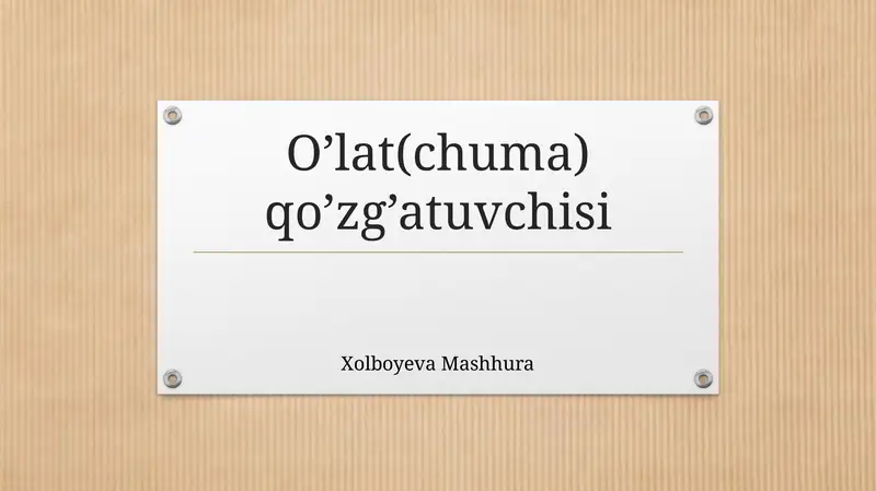O’lat(chuma)qo’zg’atuvchisi