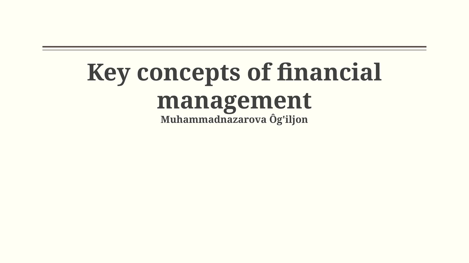 Key concepts of financial management