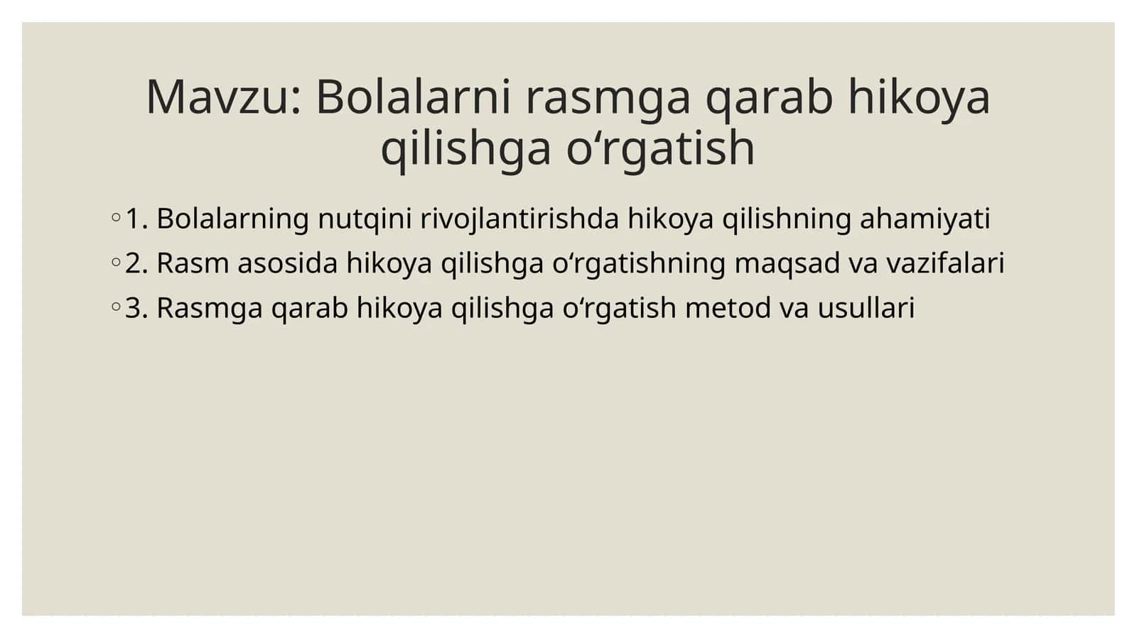 Hikoya qilishga o‘rgatish