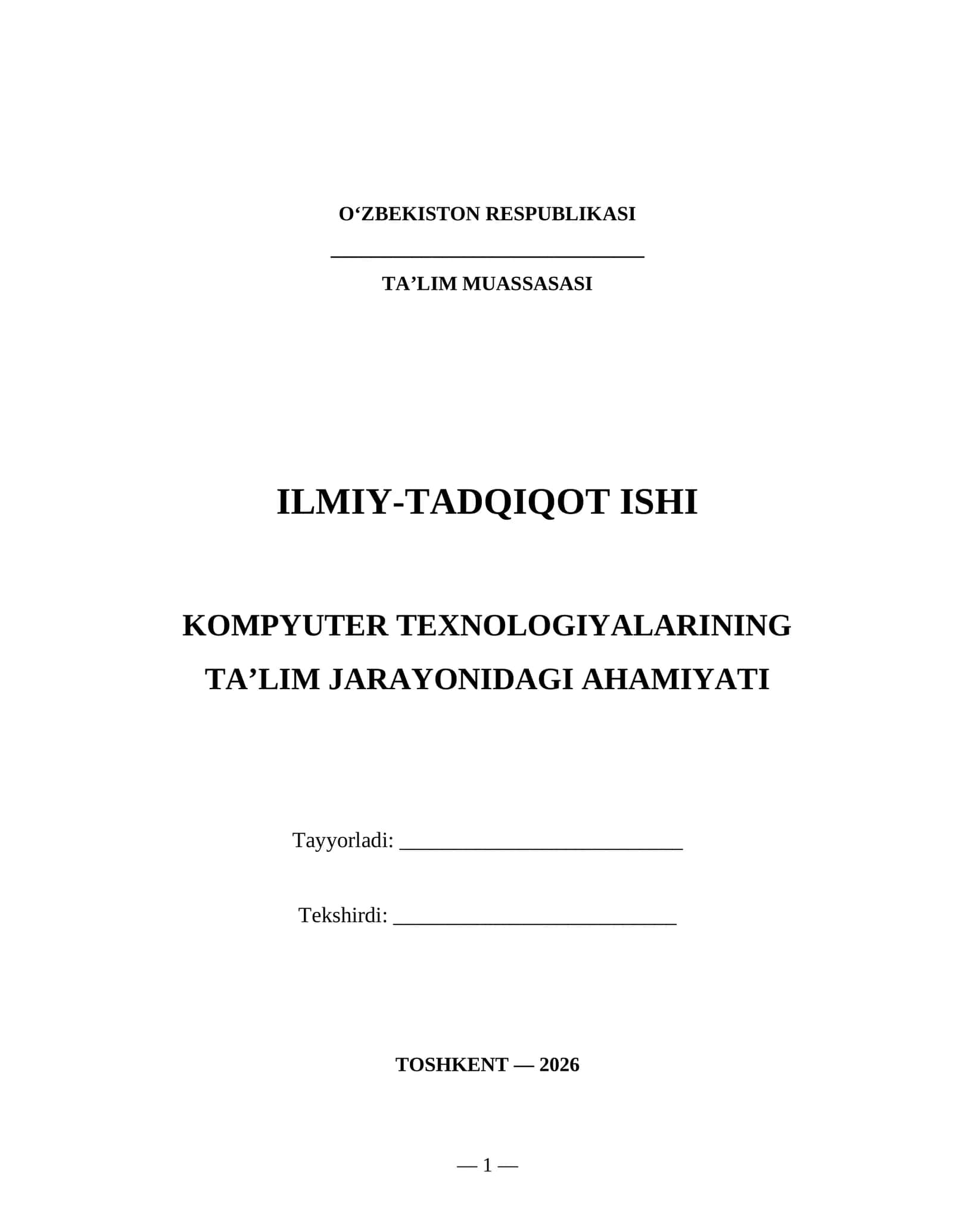 KOMPYUTER TEXNOLOGIYALARINING TA’LIM JARAYONIDAGI AHAMIYATI