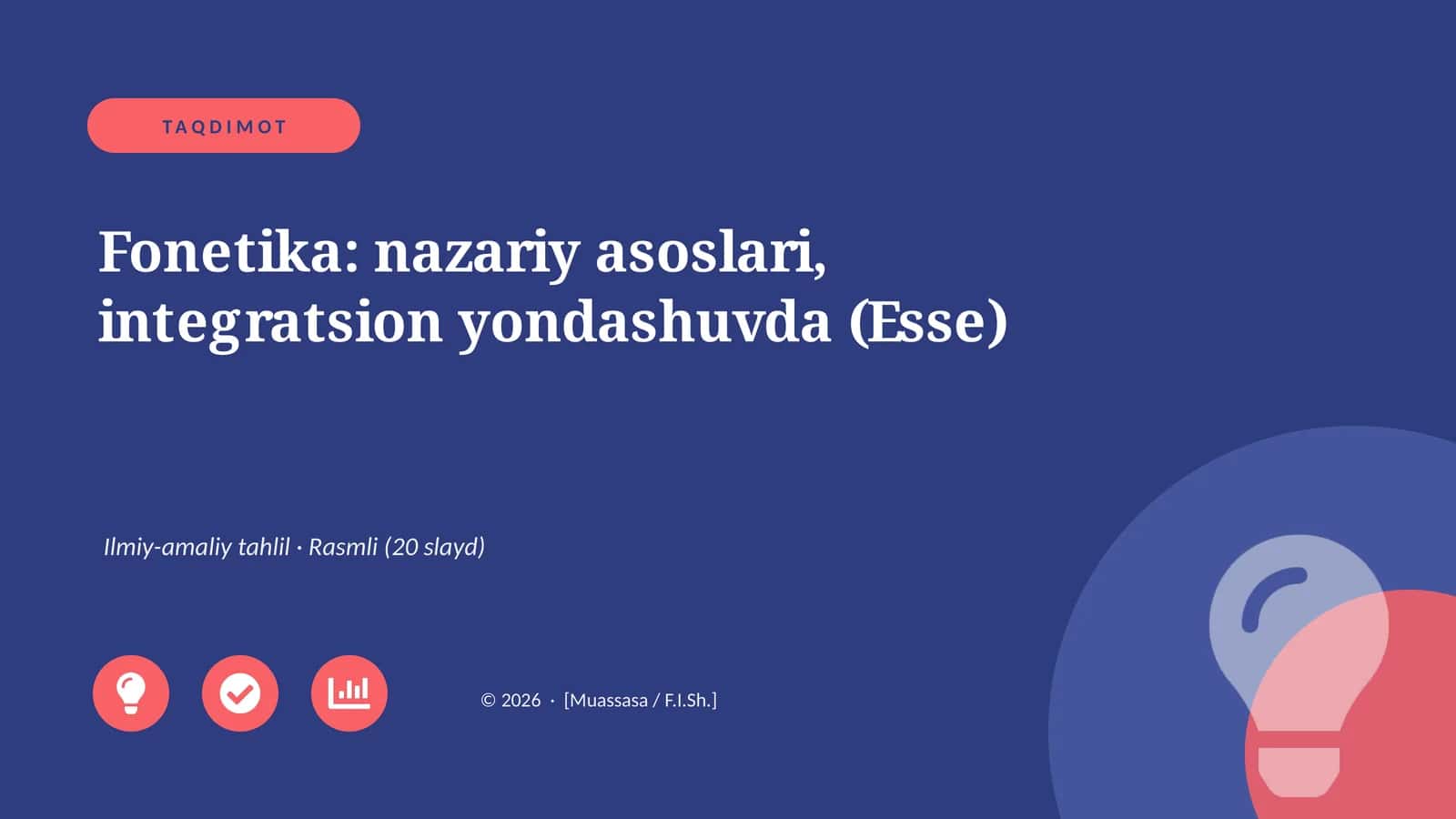 Fonetika: nazariy asoslari, integratsion yondashuvda (Esse)
