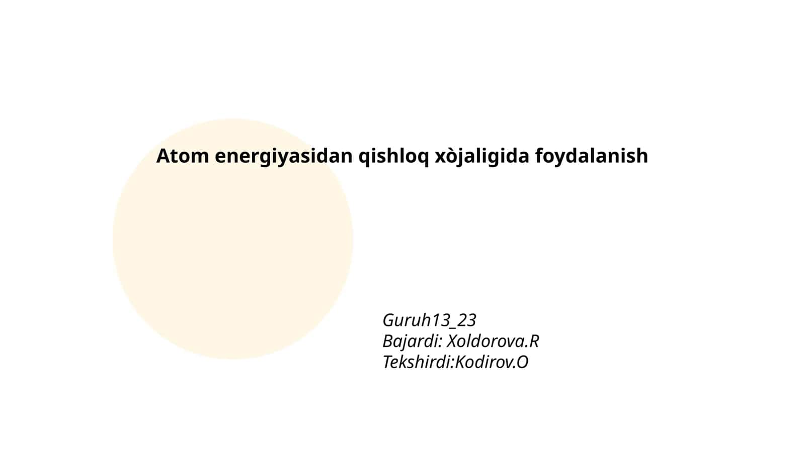 Atom energiyasidan qishloq xòjaligida foydalanish