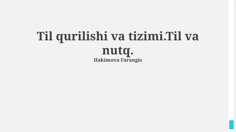 Til qurilishi va tizimi