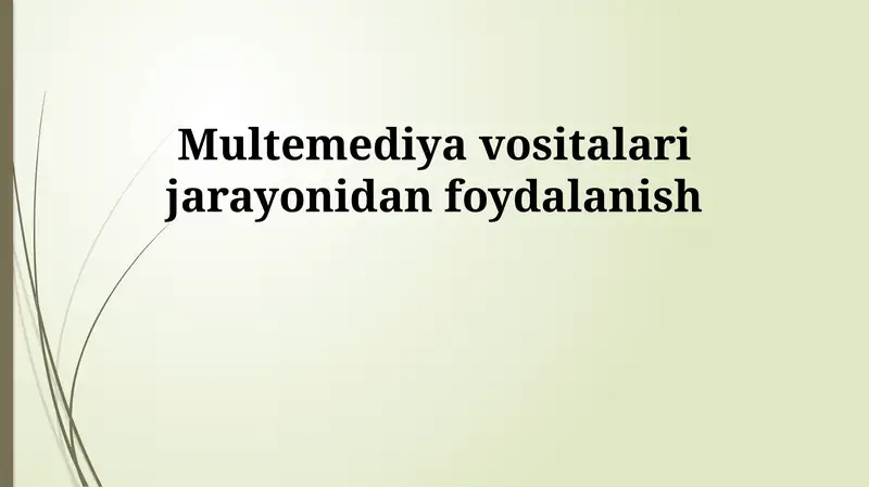 Multemediya vositalari jarayonidan foydalanish