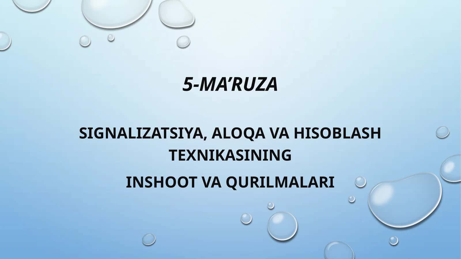 SIGNALIZATSIYA, ALOQA VA HISOBLASH TEXNIKASI