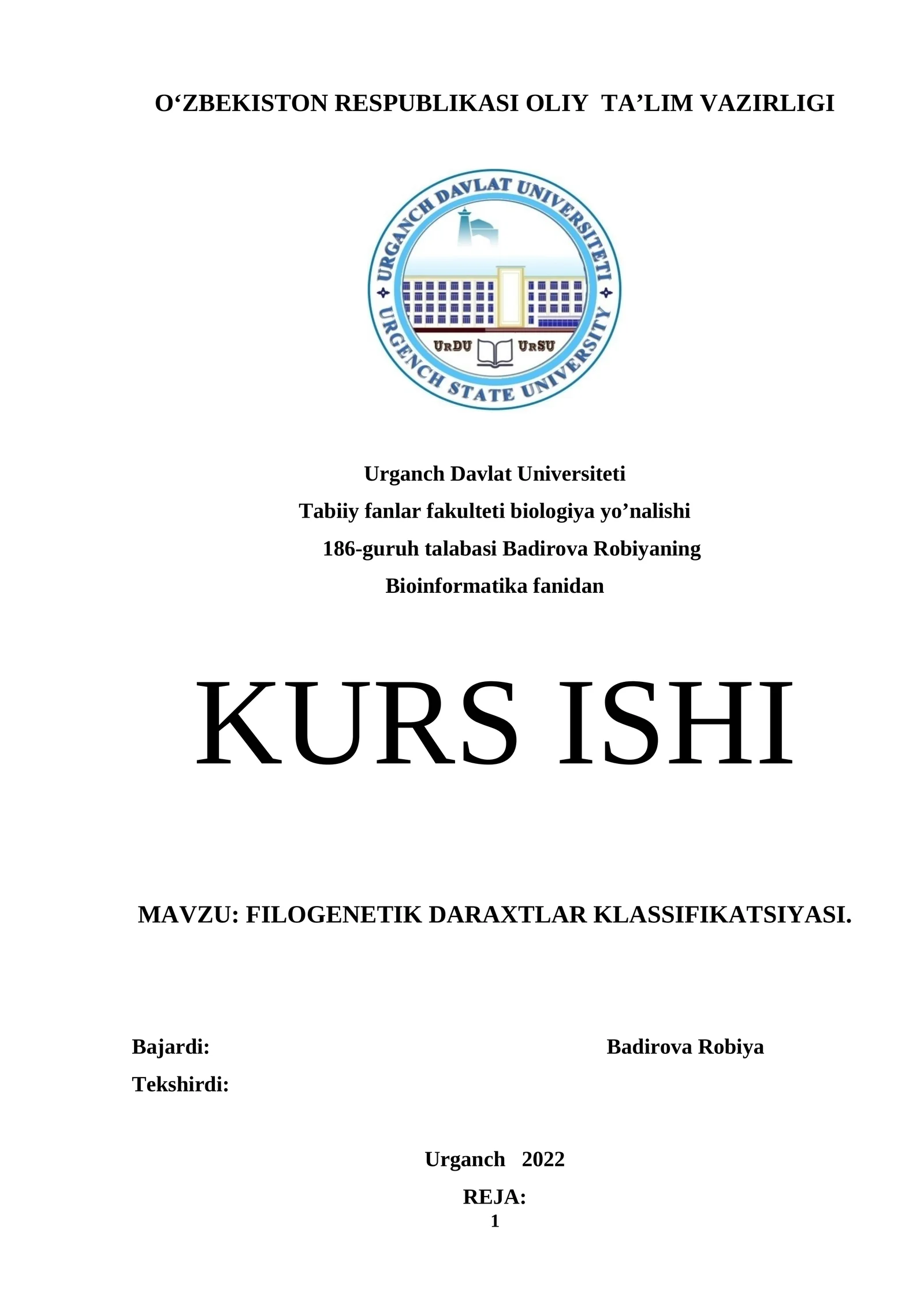 FILOGENETIK DARAXTLAR KLASSIFIKATSIYASI