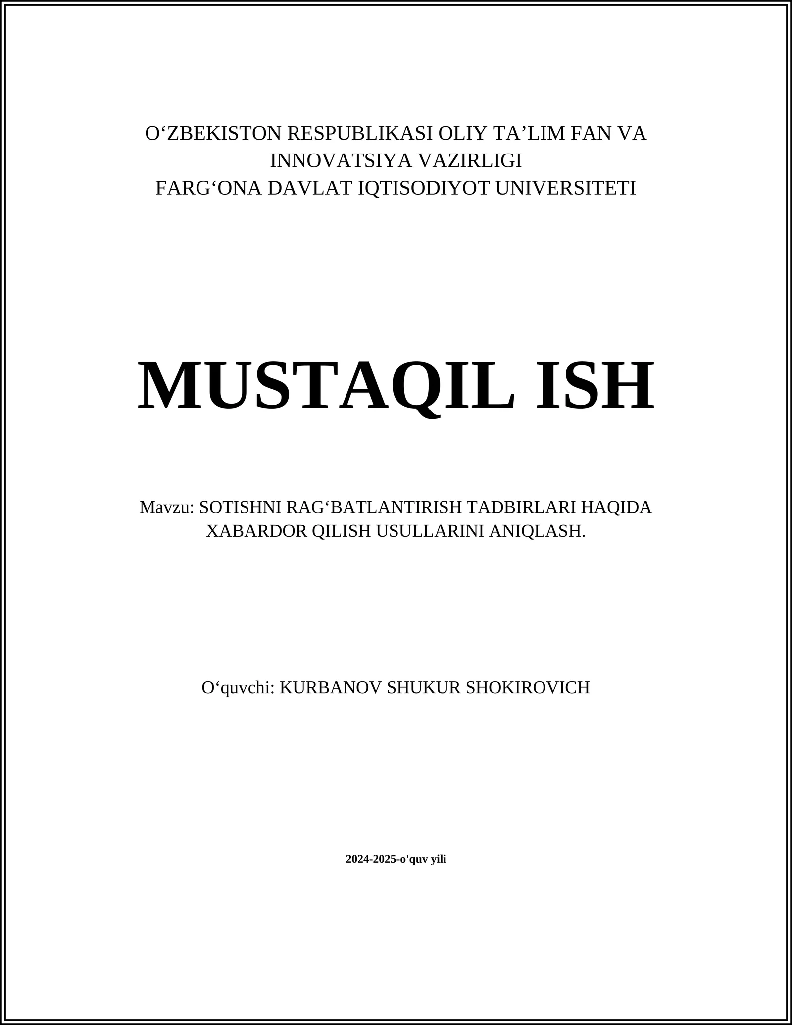 Ommaviy axborot vositalari orqali xabardor qilish