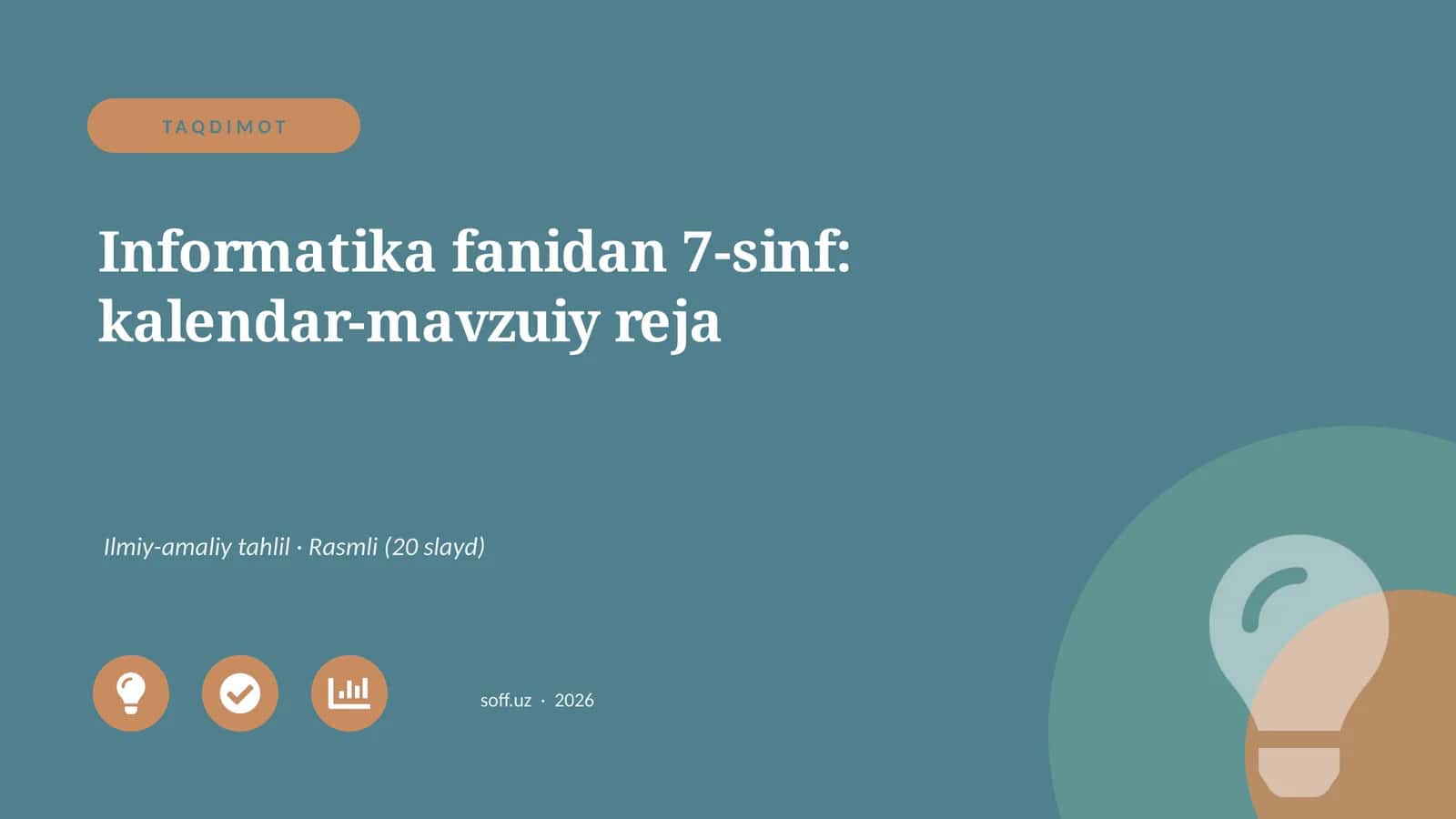 Informatika fanidan 7-sinf: kalendar-mavzuiy reja