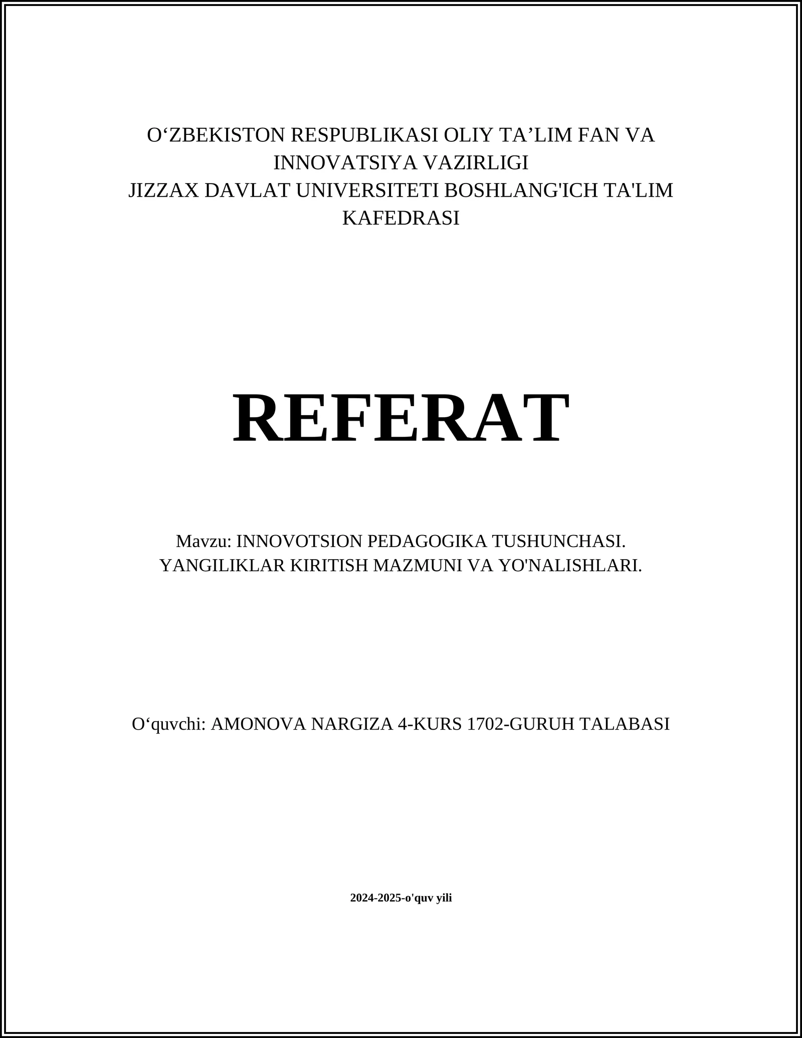 INNOVOTSION PEDAGOGIKA TUSHUNCHASI