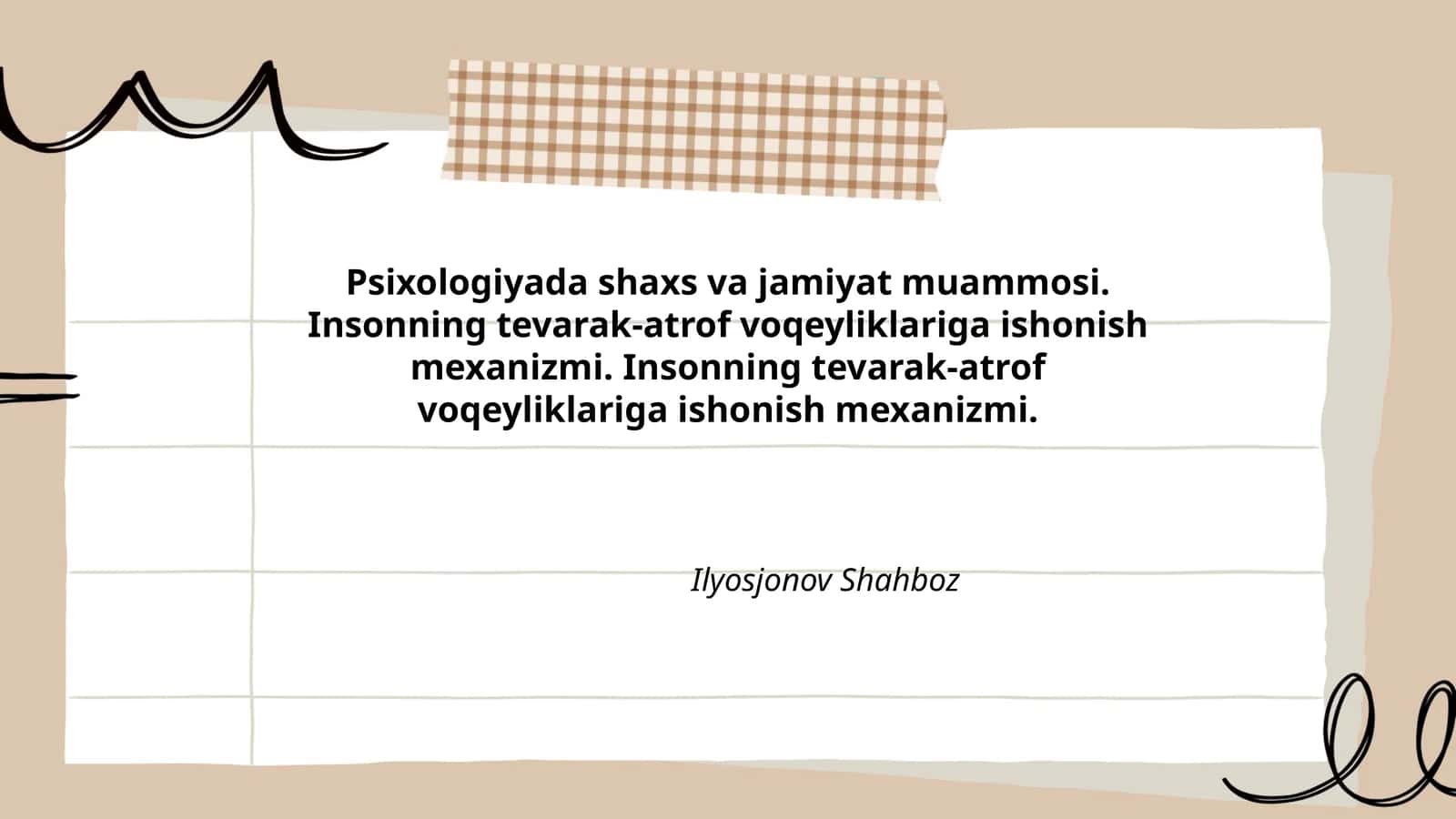 Psixologiyada shaxs va jamiyat muammosi