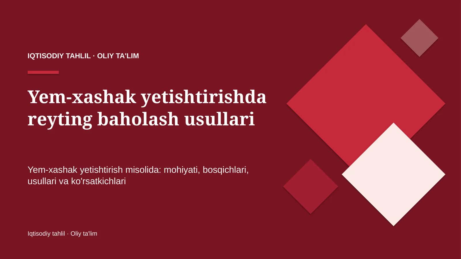 Yem-xashak yetishtirishda reyting baholash usullari