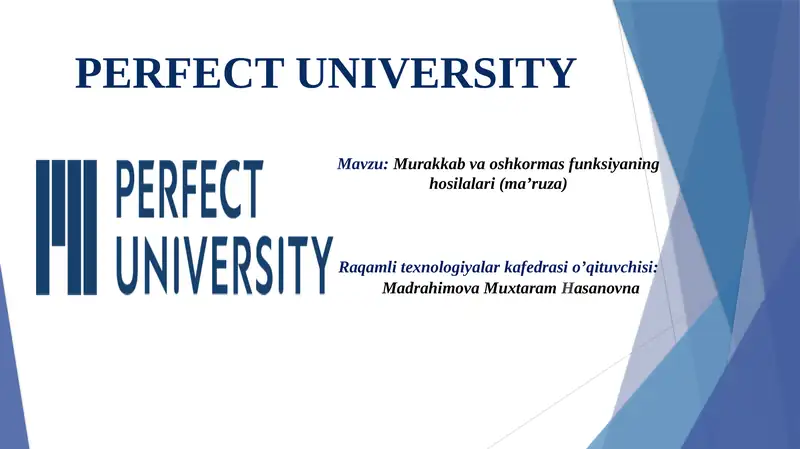 Murakkab va oshkormas funksiyaning hosilalari (ma’ruza)