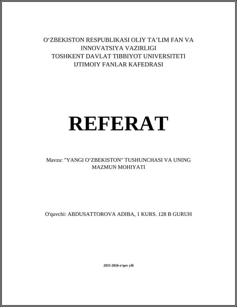 "YANGI OʻZBEKISTON" TUSHUNCHASI
